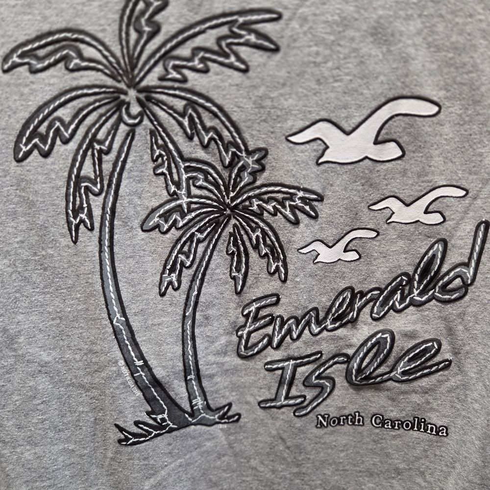 Emerald Isle NC T-Shirt XL HD Cotton Souvenir Vacation Island Palm Trees Beach